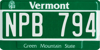 VT license plate NPB794