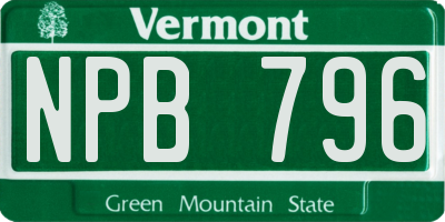 VT license plate NPB796