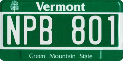VT license plate NPB801