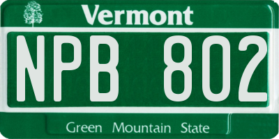 VT license plate NPB802