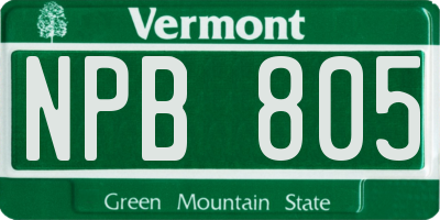 VT license plate NPB805