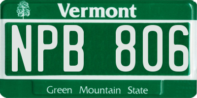 VT license plate NPB806