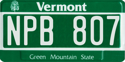 VT license plate NPB807