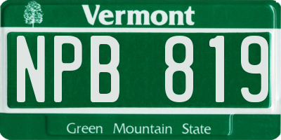 VT license plate NPB819