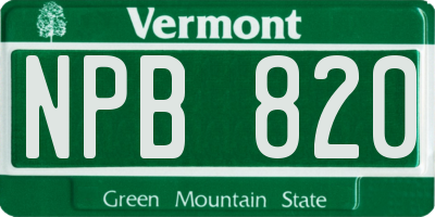 VT license plate NPB820