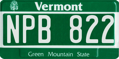 VT license plate NPB822