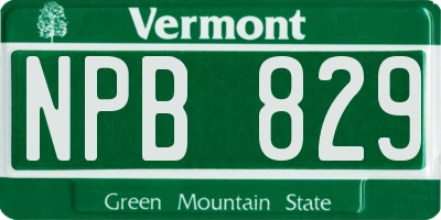 VT license plate NPB829