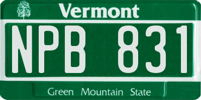 VT license plate NPB831