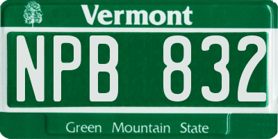 VT license plate NPB832