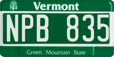 VT license plate NPB835