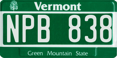 VT license plate NPB838