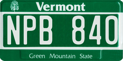 VT license plate NPB840