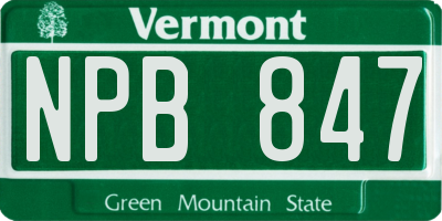VT license plate NPB847