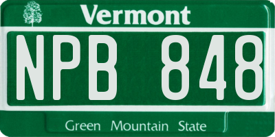 VT license plate NPB848