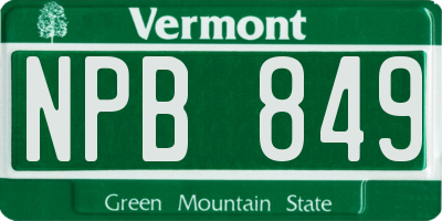 VT license plate NPB849
