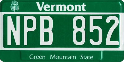VT license plate NPB852