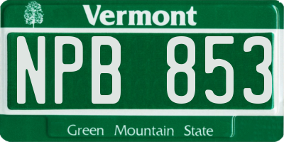 VT license plate NPB853
