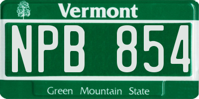 VT license plate NPB854