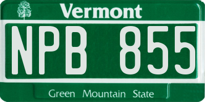 VT license plate NPB855