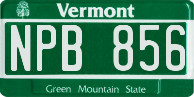 VT license plate NPB856