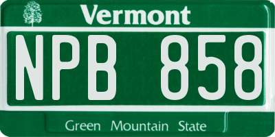 VT license plate NPB858