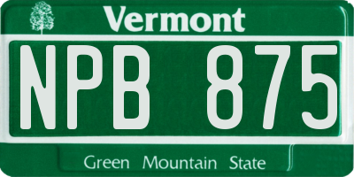VT license plate NPB875