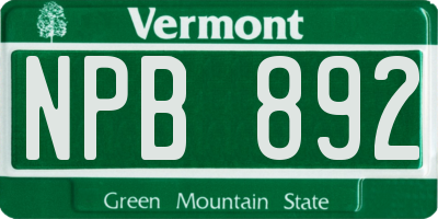 VT license plate NPB892