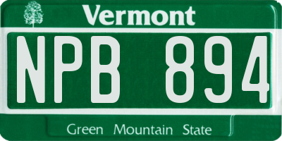 VT license plate NPB894