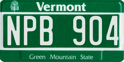 VT license plate NPB904