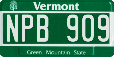 VT license plate NPB909