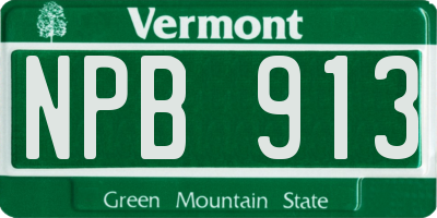 VT license plate NPB913