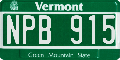 VT license plate NPB915