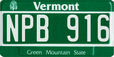 VT license plate NPB916