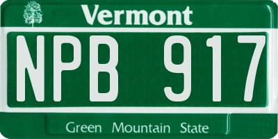 VT license plate NPB917