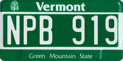 VT license plate NPB919