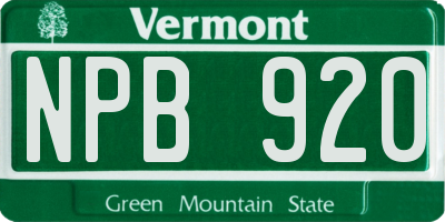 VT license plate NPB920