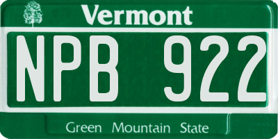 VT license plate NPB922