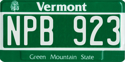 VT license plate NPB923