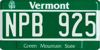 VT license plate NPB925