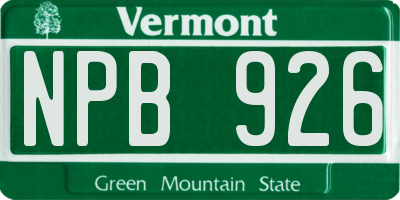 VT license plate NPB926
