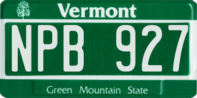 VT license plate NPB927