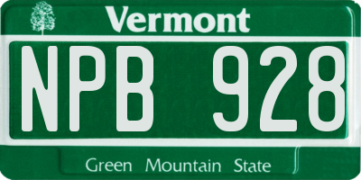 VT license plate NPB928