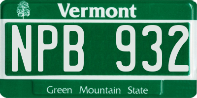 VT license plate NPB932