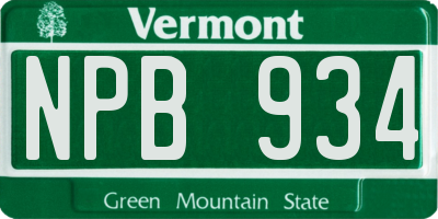 VT license plate NPB934