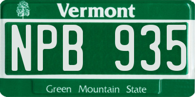 VT license plate NPB935