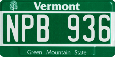 VT license plate NPB936