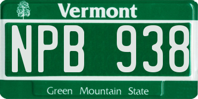 VT license plate NPB938
