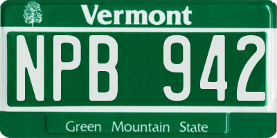 VT license plate NPB942