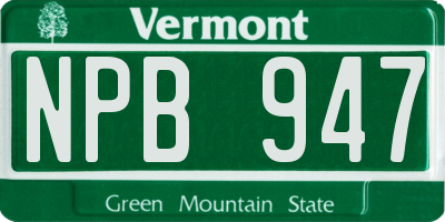 VT license plate NPB947