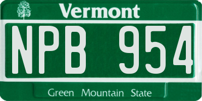 VT license plate NPB954